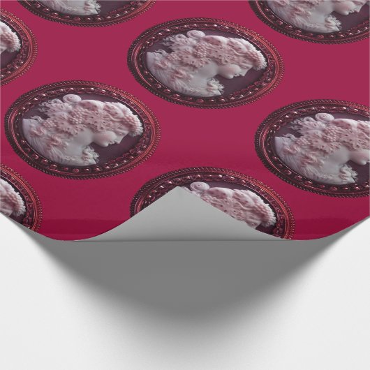 ANTIQUE CAMEO, LADY MIT GRABEN UND GRAPEVINEN GESCHENKPAPIER (Ecke)