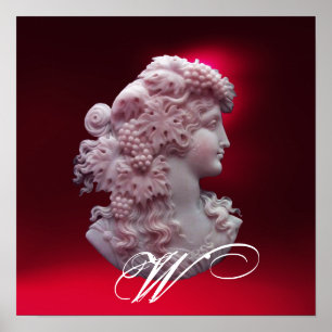 ANTIQUE CAMEO, LADY MIT GRAPEN MONOGRAM POSTER