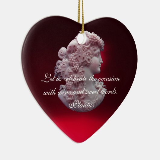 ANTIQUE CAMEO, LADY MIT GRAPEN WEINQUOTEN HERZ KERAMIK ORNAMENT (Rechts)