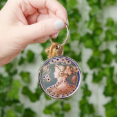 ANTIQUE CAMEO / LADY MIT SCHALTFLÄCHE UND BLUME SCHLÜSSELANHÄNGER (Hand)
