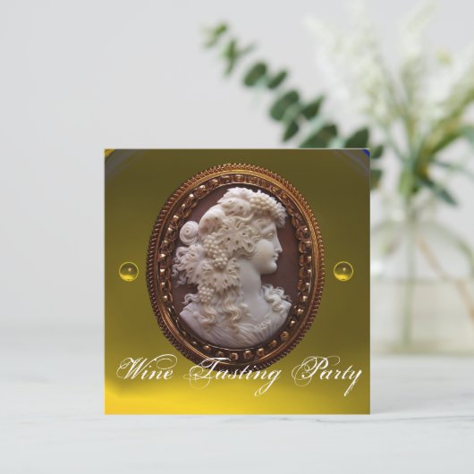 ANTIQUE CAMEO LADY, WEISSER GRABWEIN - PARTY EINLADUNG (Stehend Vorderseite)