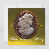 ANTIQUE CAMEO LADY, WEISSER GRABWEIN - PARTY EINLADUNG (Vorderseite)