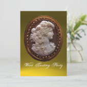 ANTIQUE CAMEO LADY, WEISSER GRABWEIN - PARTY EINLADUNG (Stehend Vorderseite)
