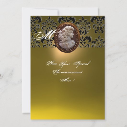 ANTIQUE CAMEO LADY, WEISSER GRABWEIN - PARTY EINLADUNG (Rückseite)