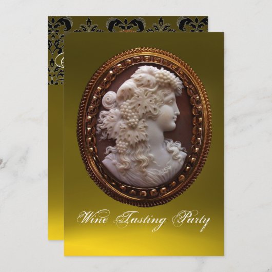 ANTIQUE CAMEO LADY, WEISSER GRABWEIN - PARTY EINLADUNG (Vorne/Hinten)