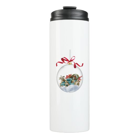 Antique Car in a Clear Christmas Bauble Thermosbecher (Vorderseite)