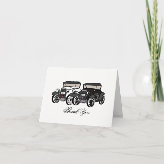 Antique Car Wedding Danke Karte (Vorderseite)