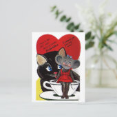 Antique Cat & Mouse Game Valentinstag PC Postkarte (Stehend Vorderseite)