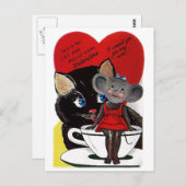 Antique Cat & Mouse Game Valentinstag PC Postkarte (Vorne/Hinten)