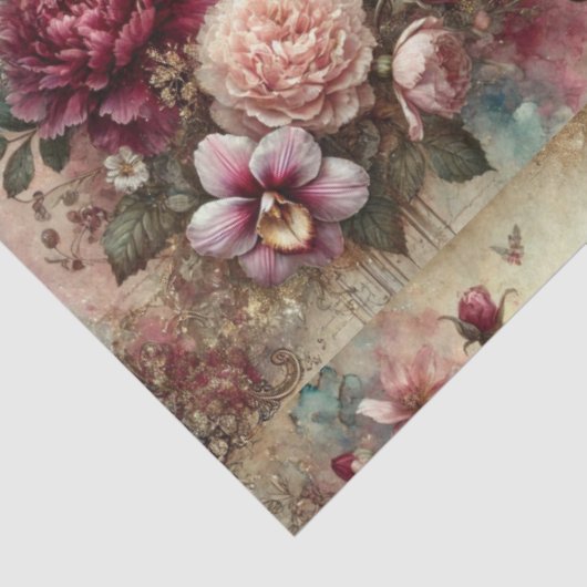 Antique Charm Hummingbirds and Flowers Decoupage Seidenpapier (Ausschnitt)