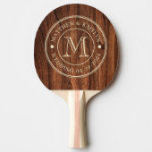 Antique Cherry Wood Wedding Monogram Tischtennis Schläger (Vorderseite)