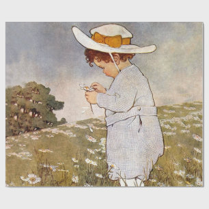 Antique Child Picking - Blume Geschenkpapier