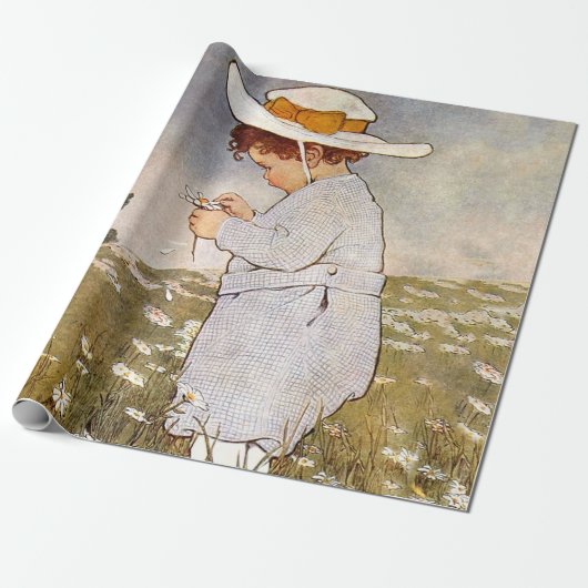 Antique Child Picking - Blume Geschenkpapier (Ungerollt)