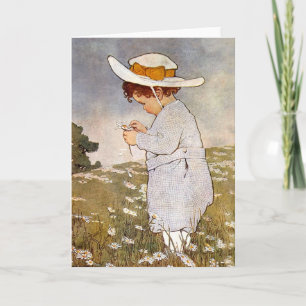 Antique Child Picking - Blume Karte