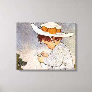 Antique Child Picking - Blume Leinwanddruck