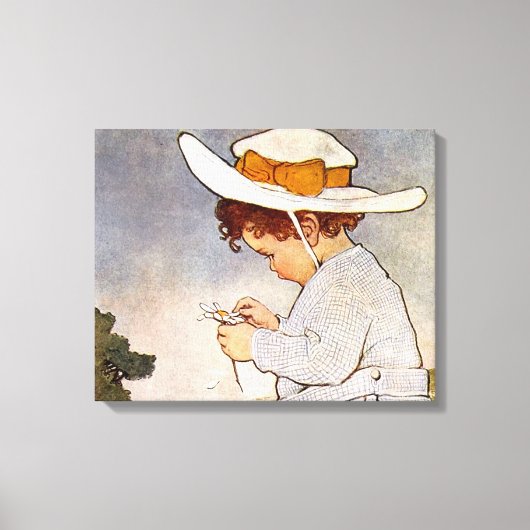Antique Child Picking - Blume Leinwanddruck (Vorderseite)