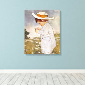 Antique Child Picking - Blume Leinwanddruck (Insitu (Holzboden))