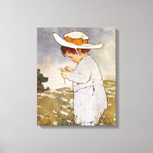 Antique Child Picking - Blume Leinwanddruck