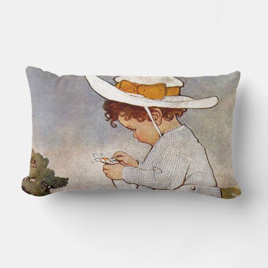Antique Child Picking - Blume Lendenkissen (Vorderseite)