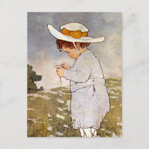 Antique Child Picking - Blume Postkarte