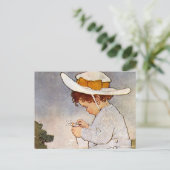 Antique Child Picking - Blume Postkarte (Stehend Vorderseite)