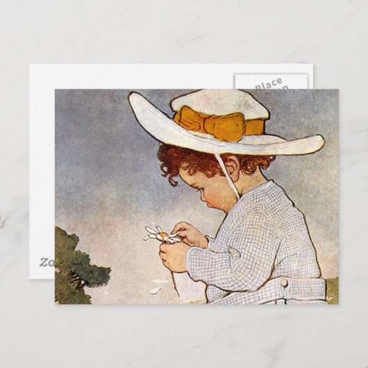 Antique Child Picking - Blume Postkarte (Vorne/Hinten)