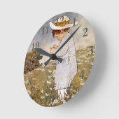 Antique Child Picking - Blume Runde Wanduhr (Winkel)