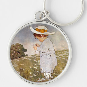 Antique Child Picking - Blume Schlüsselanhänger