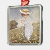 Antique Child Picking - Blume Silbernes Ornament (Links)
