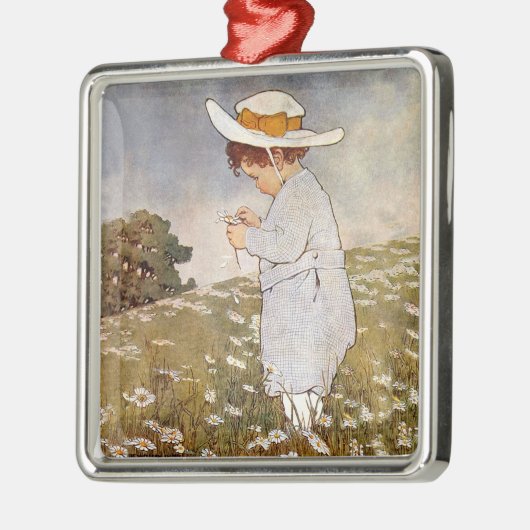 Antique Child Picking - Blume Silbernes Ornament (Links)