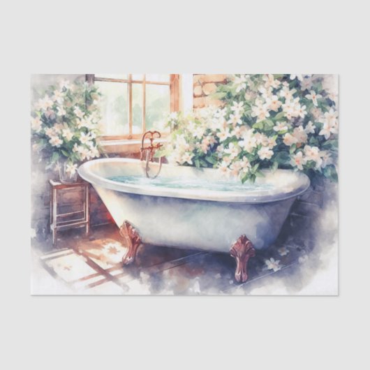 Antique Clawfoot Tub Jasmine Bathtub Decoupage Seidenpapier (Vorderseite)