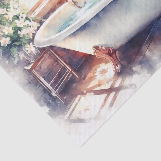 Antique Clawfoot Tub Jasmine Bathtub Decoupage Seidenpapier (Ausschnitt)