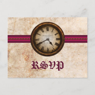 Antique Clock UAWG Postcard, Fuchsia Einladungspostkarte
