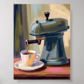 Antique Coffee Machine Latte Watercolor Poster (Vorne)