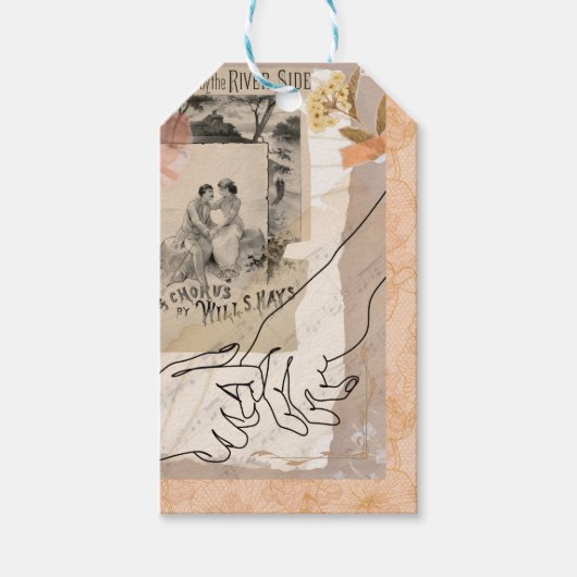 Antique Collage Floral Ephemera Lovers Riverside Geschenkanhänger (Vorderseite)