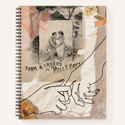 Antique Collage Romantic Floral Ephemera Notizblock (Vorderseite)