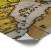 Antique compass on map poster (Ecke)
