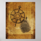 Antique compass rose with fingerprint poster (Vorne)