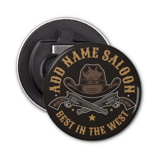 Antique Cowboy Guns ADNAME Old Wild West Saloon Flaschenöffner (Vorderseite)