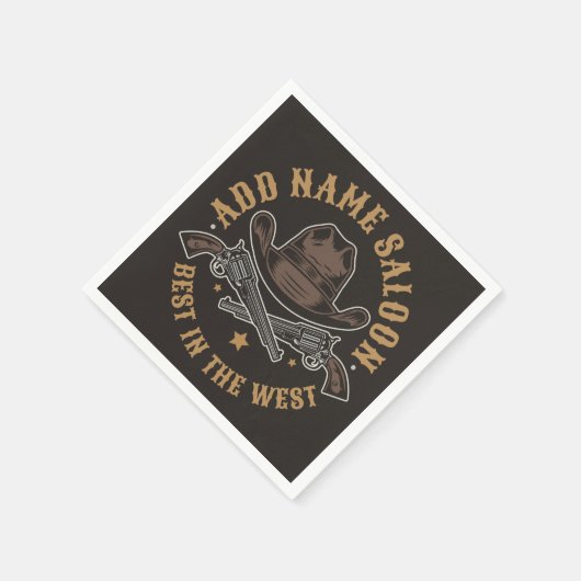 Antique Cowboy Guns ADNAME Old Wild West Saloon Serviette (Ecke)