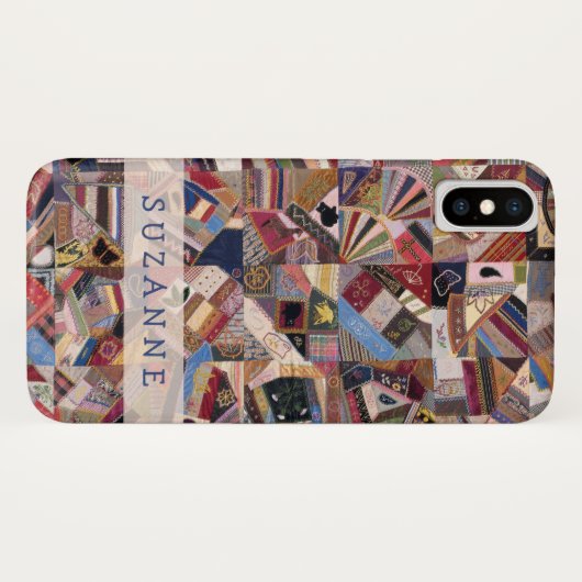 Antique Crazy Quilt Patchwork Case-Mate iPhone Hülle (Rückseite (Horizontal))