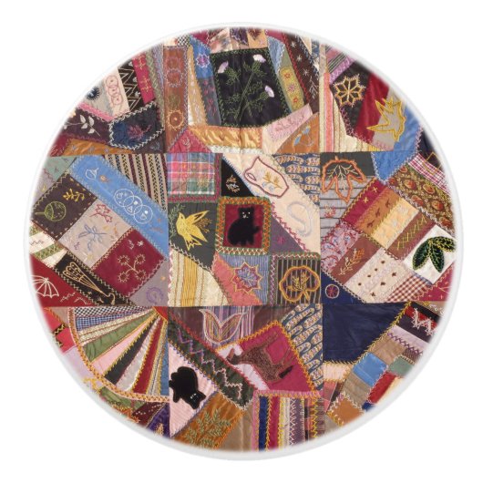 Antique Crazy Quilt Pattern - Kunstaurant Keramikknauf (Vorderseite)