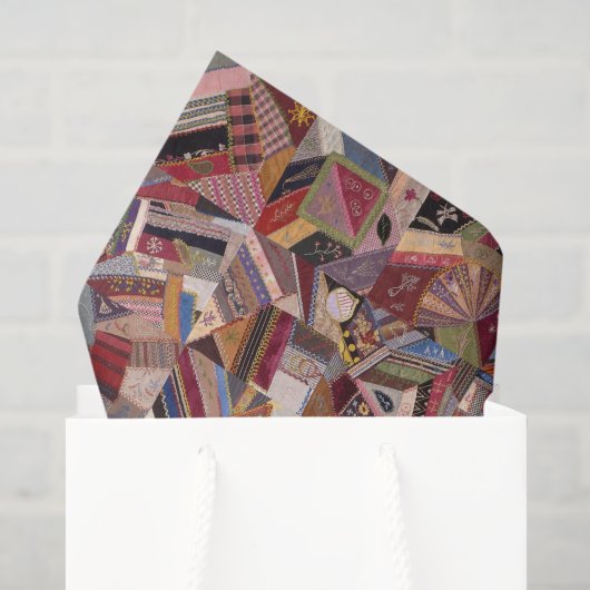 Antique Crazy Quilt Pattern - Kunsthandwerk Seidenpapier (Geschenktüte)