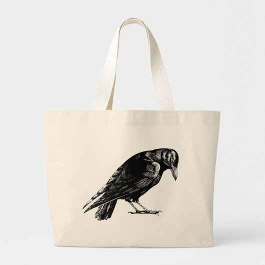 Antique Crow Blackbird RavenTotebag Jumbo Stoffbeutel (Vorne)