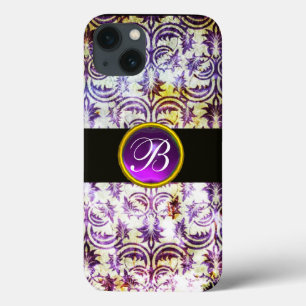 ANTIQUE DAMASK Lila Amethyst Monogramm schwarz Case-Mate iPhone Hülle