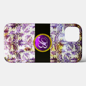 ANTIQUE DAMASK Lila Amethyst Monogramm schwarz Case-Mate iPhone Hülle (Rückseite (Horizontal))