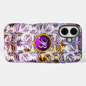 ANTIQUE DAMASK Lila Amethyst Monogramm schwarz Case-Mate iPhone Hülle (Rückseite (Horizontal))