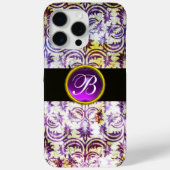 ANTIQUE DAMASK Lila Amethyst Monogramm schwarz Case-Mate iPhone Hülle (Rückseite)