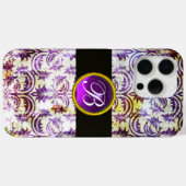 ANTIQUE DAMASK Lila Amethyst Monogramm schwarz Case-Mate iPhone Hülle (Rückseite (Horizontal))