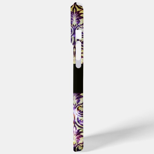 ANTIQUE DAMASK Lila Amethyst Monogramm schwarz Case-Mate iPhone Hülle (Rückseite / Links)